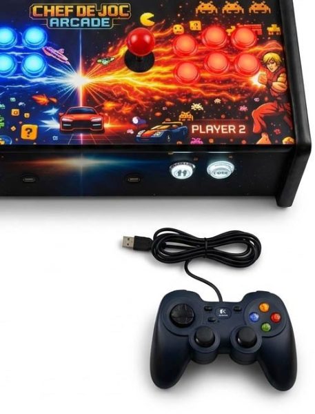 Control Joystick consolă arcade și butoane roșii cu led jucătorul 2