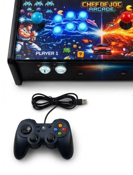 Control Arcade Joystick și butoane albastre cu led jucătorul 2